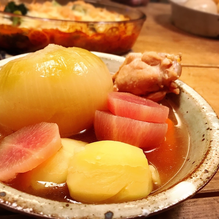 圧力鍋で玉ねぎ丸ごと トロトロ手羽元 絶品スープ レシピ 作り方 By ピタちゃん6009 楽天レシピ